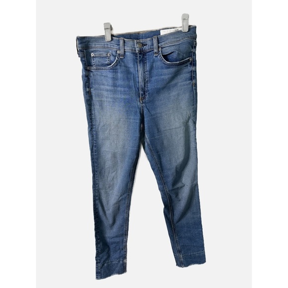 Rag AND BONE size 30 high waisted ankle jeans with holes - Picture 1 of 12